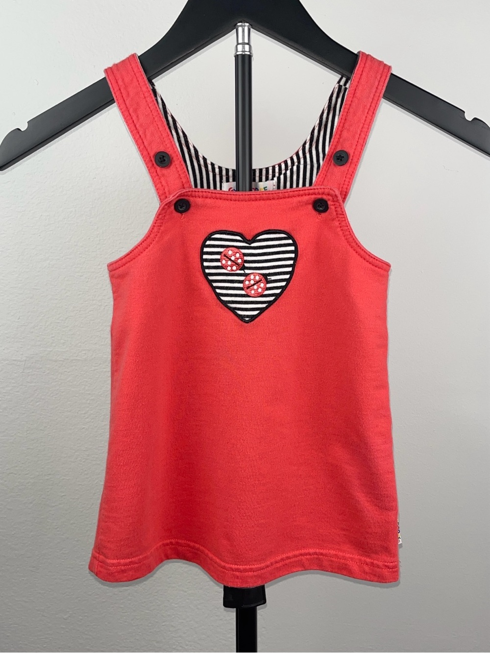 Gymboree 1996 Ladybug Picnic Embroidered Rainbow Tag Pinafore Dress XS